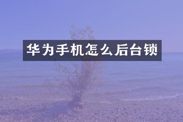 华为手机怎么后台锁