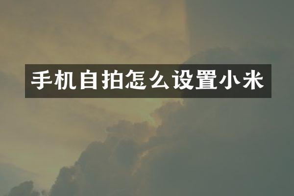 手机怎么设置小米