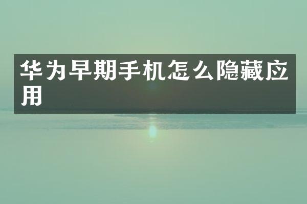 华为早期手机怎么隐藏应用