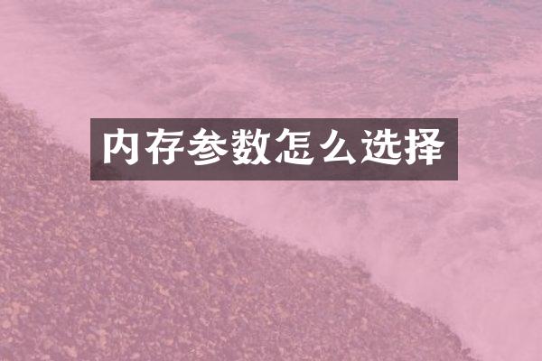 内存参数怎么选择