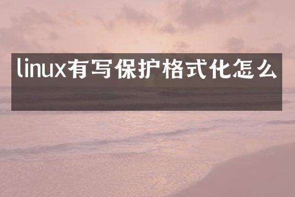 linux有写保护格式化怎么办