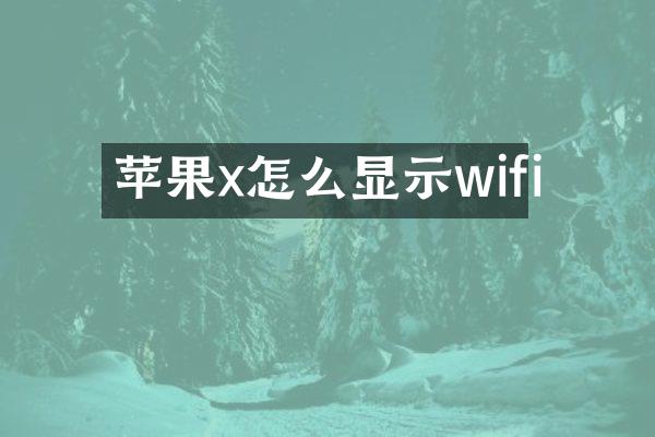 苹果x怎么显示wifi
