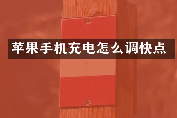 苹果手机充电怎么调快点