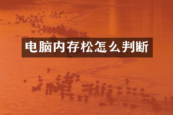 电脑内存松怎么判断