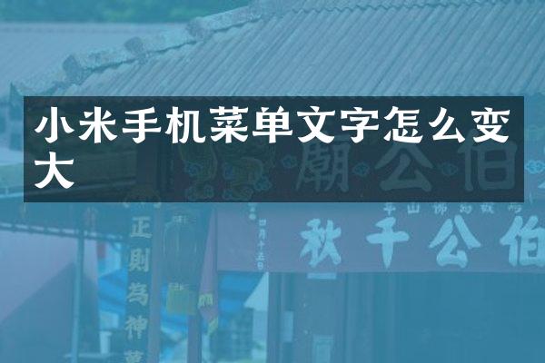 小米手机菜单文字怎么变大