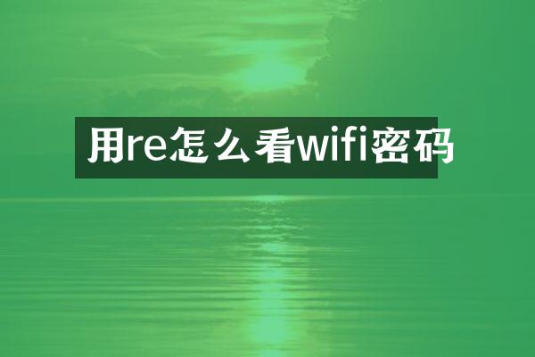 用re怎么看wifi密码