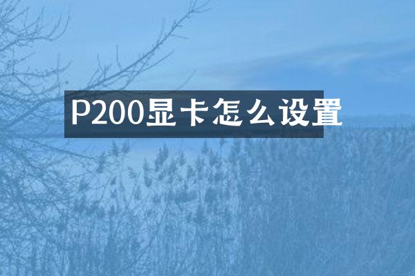 P200显卡怎么设置