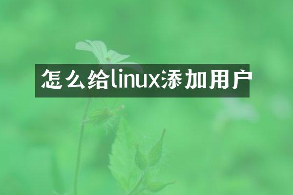 怎么给linux添加用户