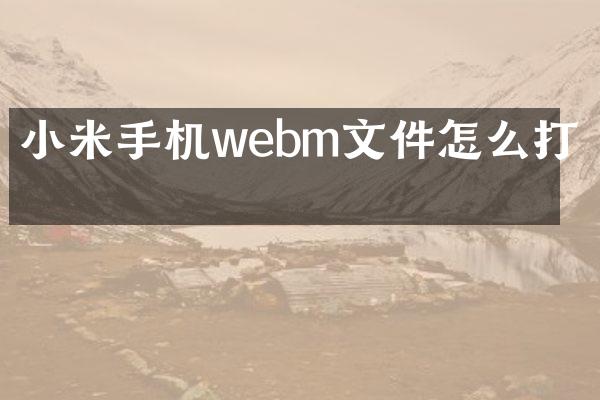 小米手机webm文件怎么打开