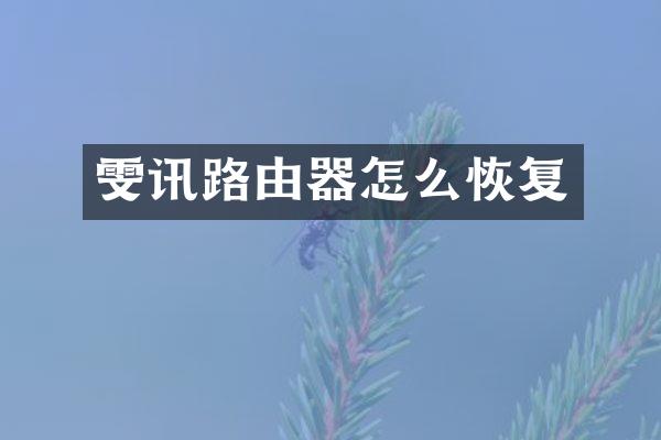 雯讯路由器怎么恢复