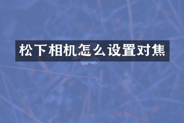 相机怎么设置对焦