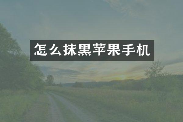 怎么抹黑苹果手机