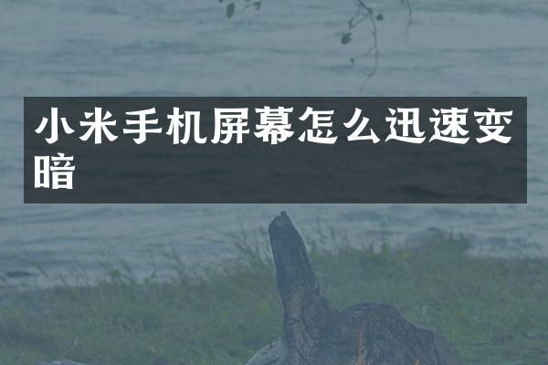 小米手机屏幕怎么迅速变暗