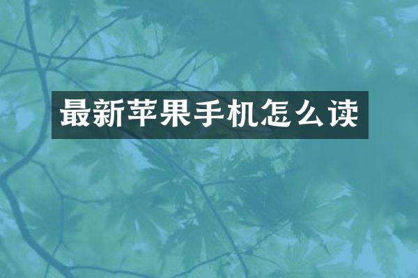 最新苹果手机怎么读