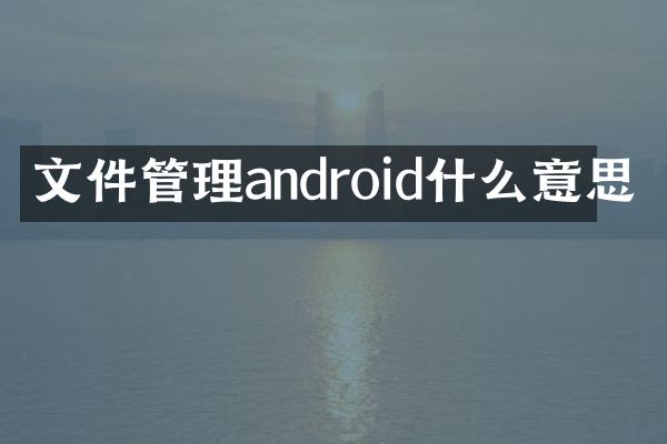 文件管理android什么意思