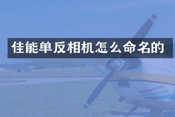 佳能单反相机怎么命名的