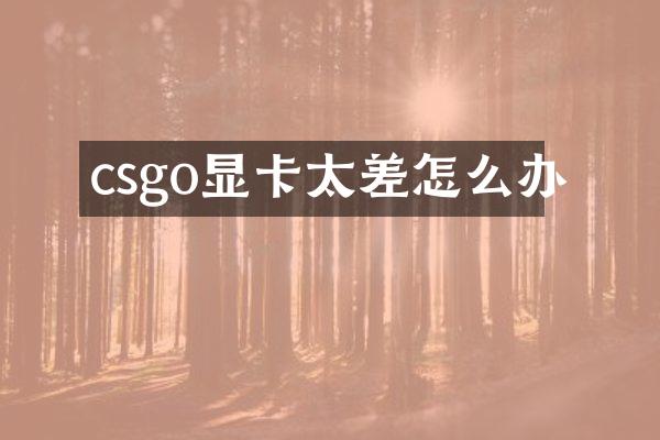 csgo显卡太差怎么办