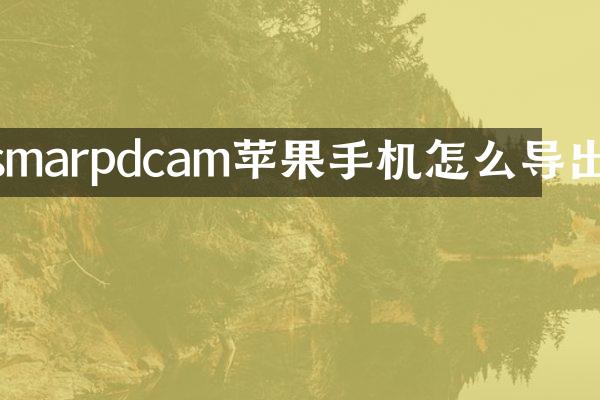 smarpdcam苹果手机怎么导出