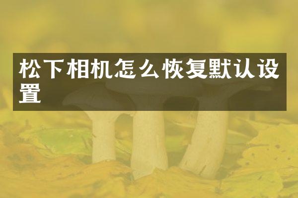 相机怎么恢复默认设置