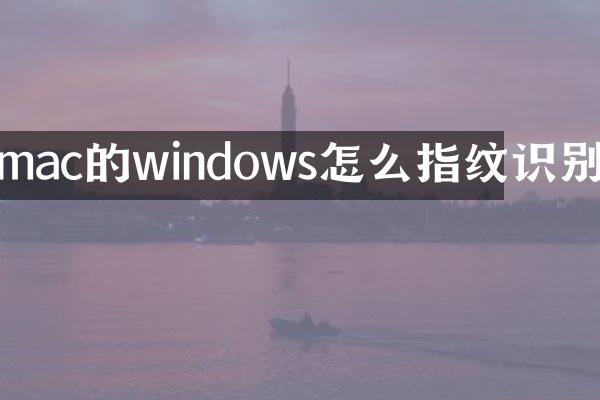 mac的windows怎么指纹识别