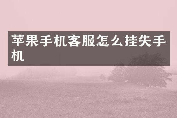 苹果手机客服怎么挂失手机