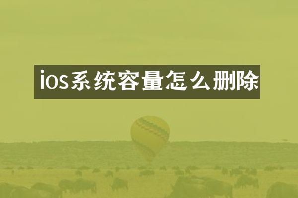 ios系统容量怎么删除