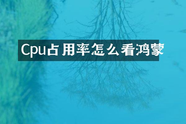 Cpu占用率怎么看鸿蒙