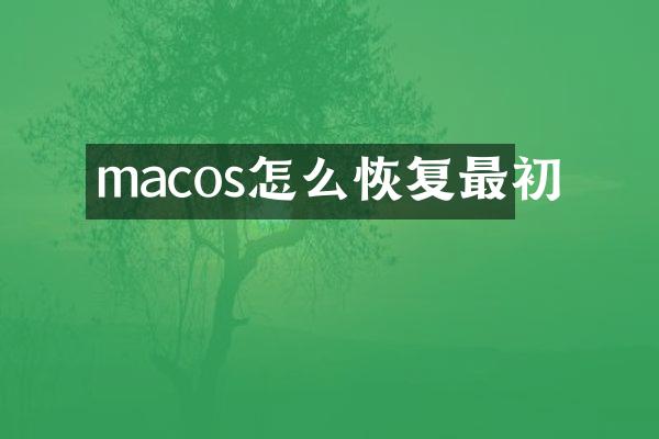 macos怎么恢复最初