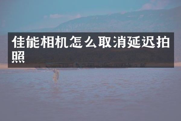 佳能相机怎么取消延迟拍照