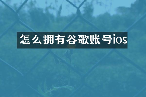 怎么拥有谷歌账号ios