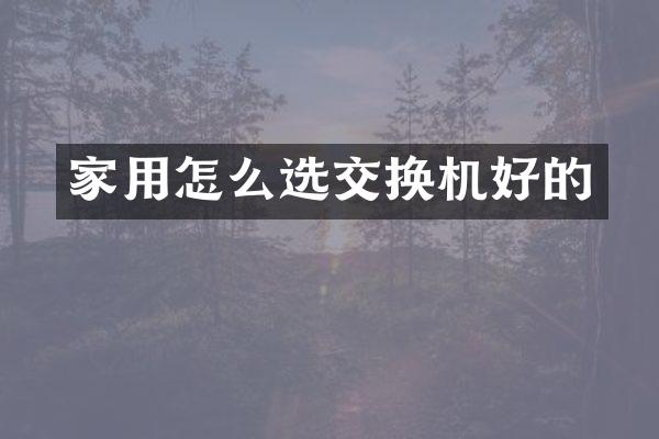 家用怎么选交换机好的