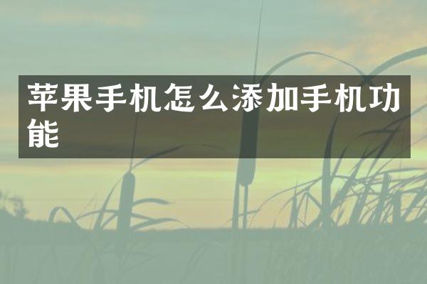 苹果手机怎么添加手机功能