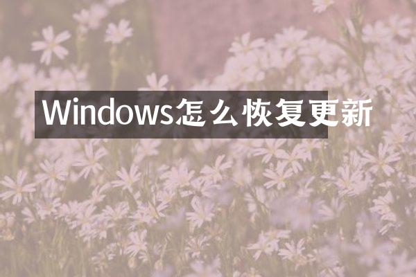 Windows怎么恢复更新