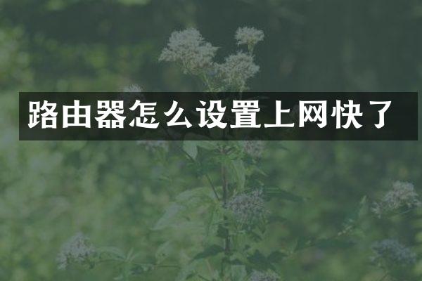 路由器怎么设置上网快了