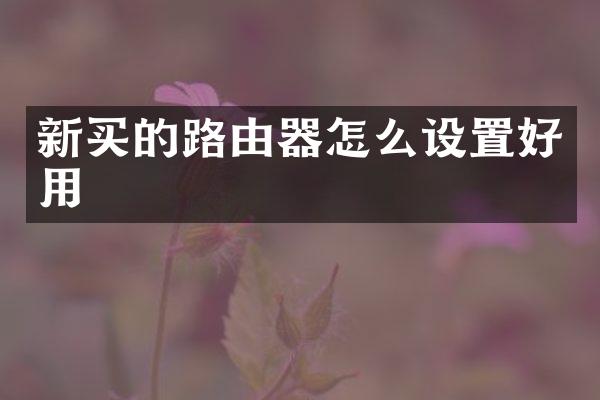 新买的路由器怎么设置好用