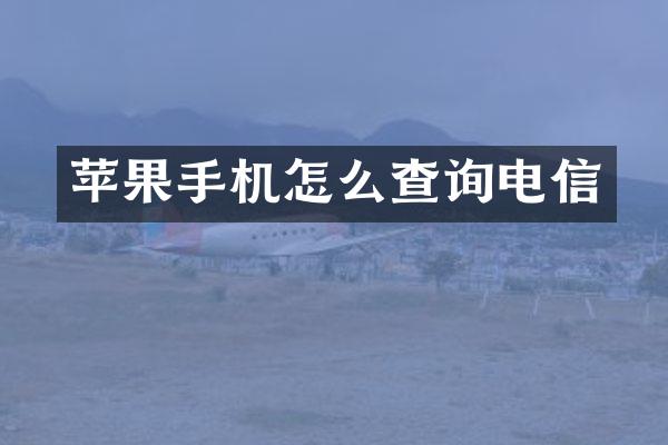 苹果手机怎么查询电信