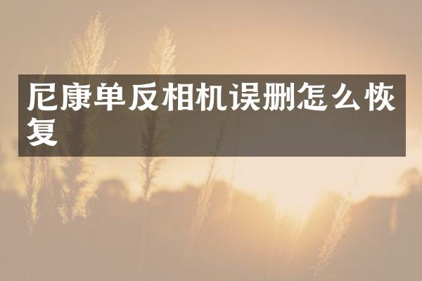 尼康单反相机误删怎么恢复