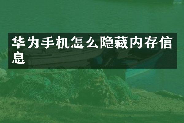 华为手机怎么隐藏内存信息