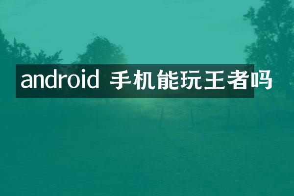 android 手机能玩王者吗