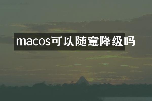 macos可以随意降级吗