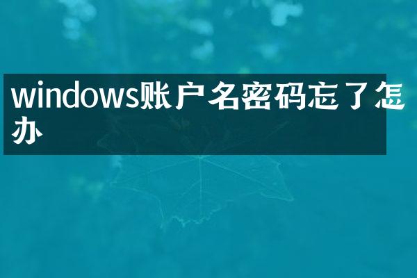 windows账户名密码忘了怎么办
