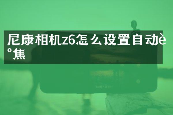 尼康相机z6怎么设置自动调焦