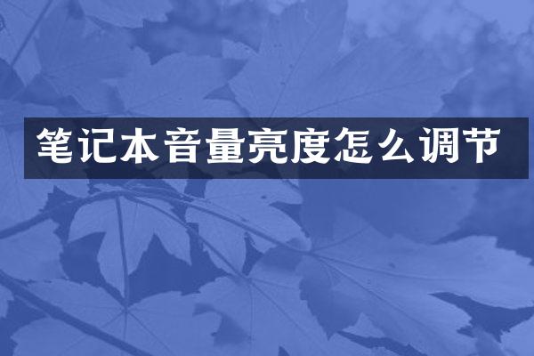 笔记本音量亮度怎么调节
