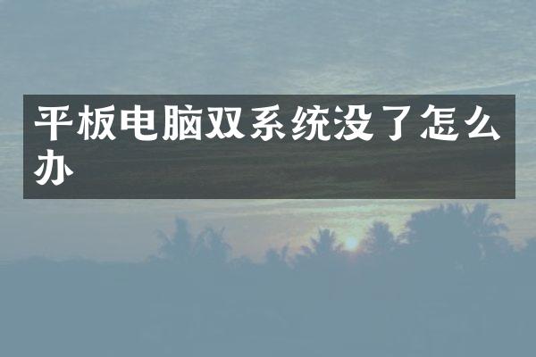 平板电脑双系统没了怎么办