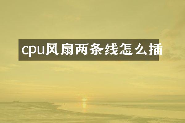 cpu风扇两条线怎么插