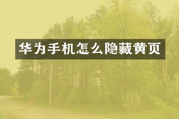 华为手机怎么隐藏黄页