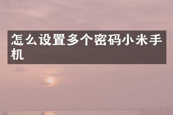 怎么设置多个密码小米手机