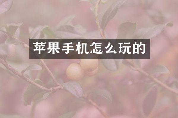 苹果手机怎么玩的
