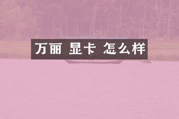 万丽 显卡 怎么样