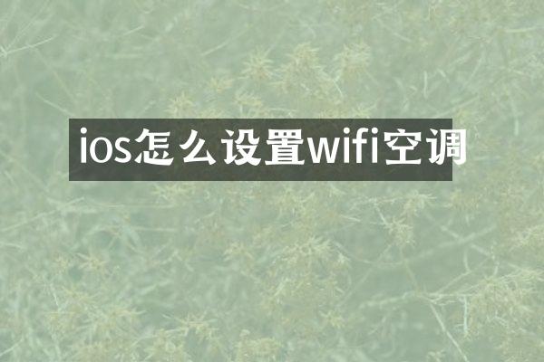 ios怎么设置wifi空调